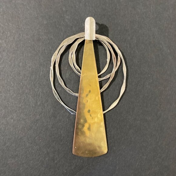 Robert Lee Morris Modernist Mixed Metal Pendant Sterling Silver and Brass - RLM - Picture 1 of 6